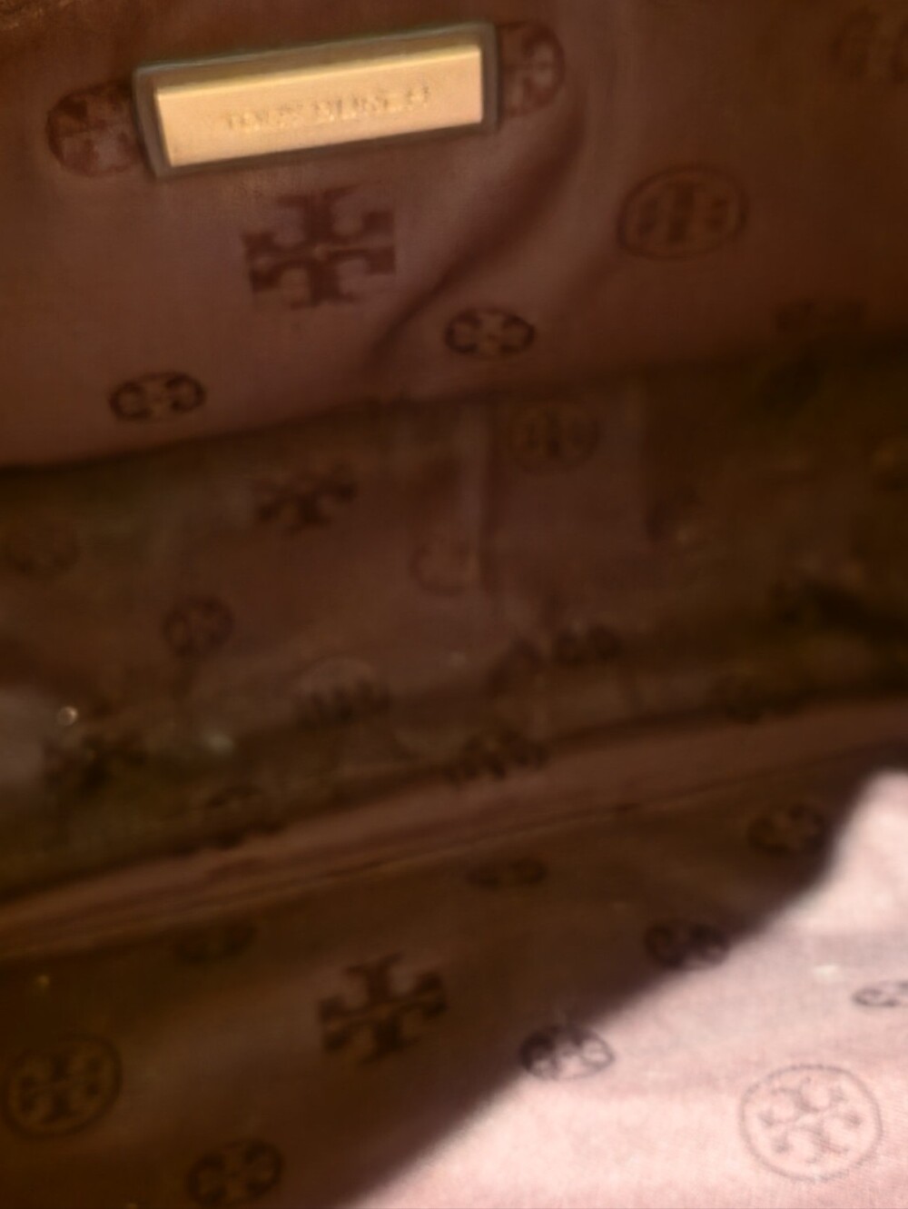 Tory Burch Deep Burgundy Logo Tote Preloved - Picture 7 of 7